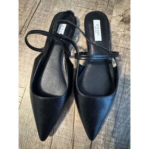 Steven New York Black Pointed Toe Slingback Mary Jane Flats Womens 9.5